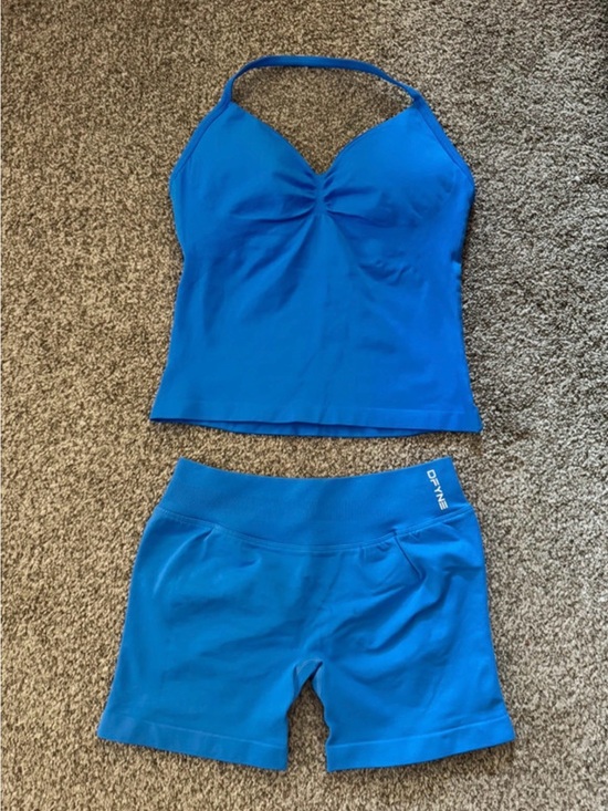 Dfyne Pants - DFYNE Blue Seamless Workout Set - L
